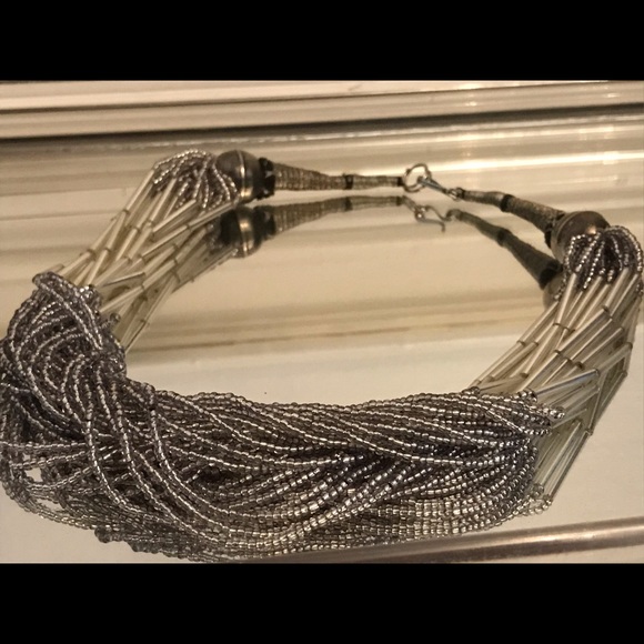 Chunky Silver Beaded 16” Necklace - Picture 3 of 4